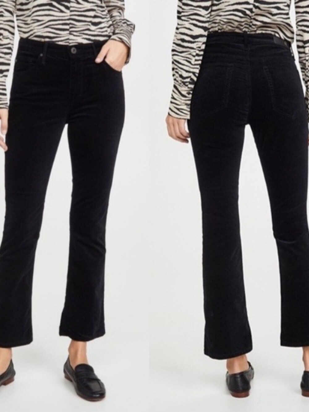 AG Goldschmied Black Velvet Jodi Slim High Rise Flare Pant Size 26